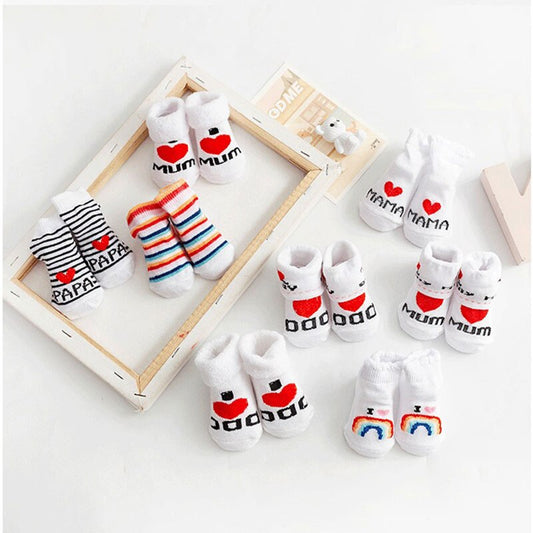 Baby Letter Printed Stitch Floor Casual Short Ankle Socks Spring Summer Thin Warm Cotton White Stockings for Girls Boys Clothes